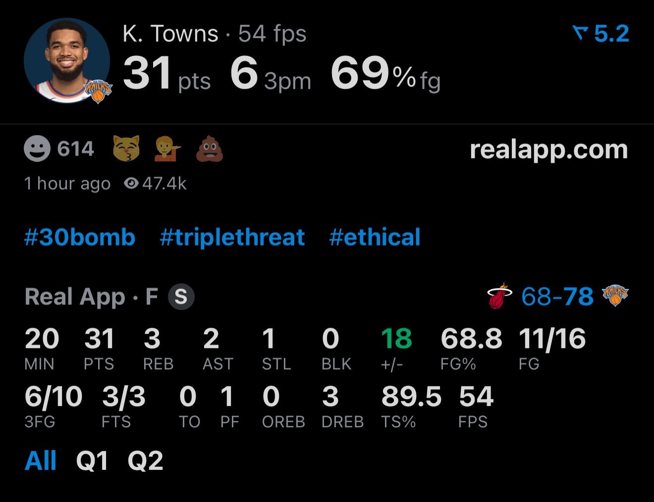 布朗森缺阵，OG伤退，唐斯半场31分，三分10中6。