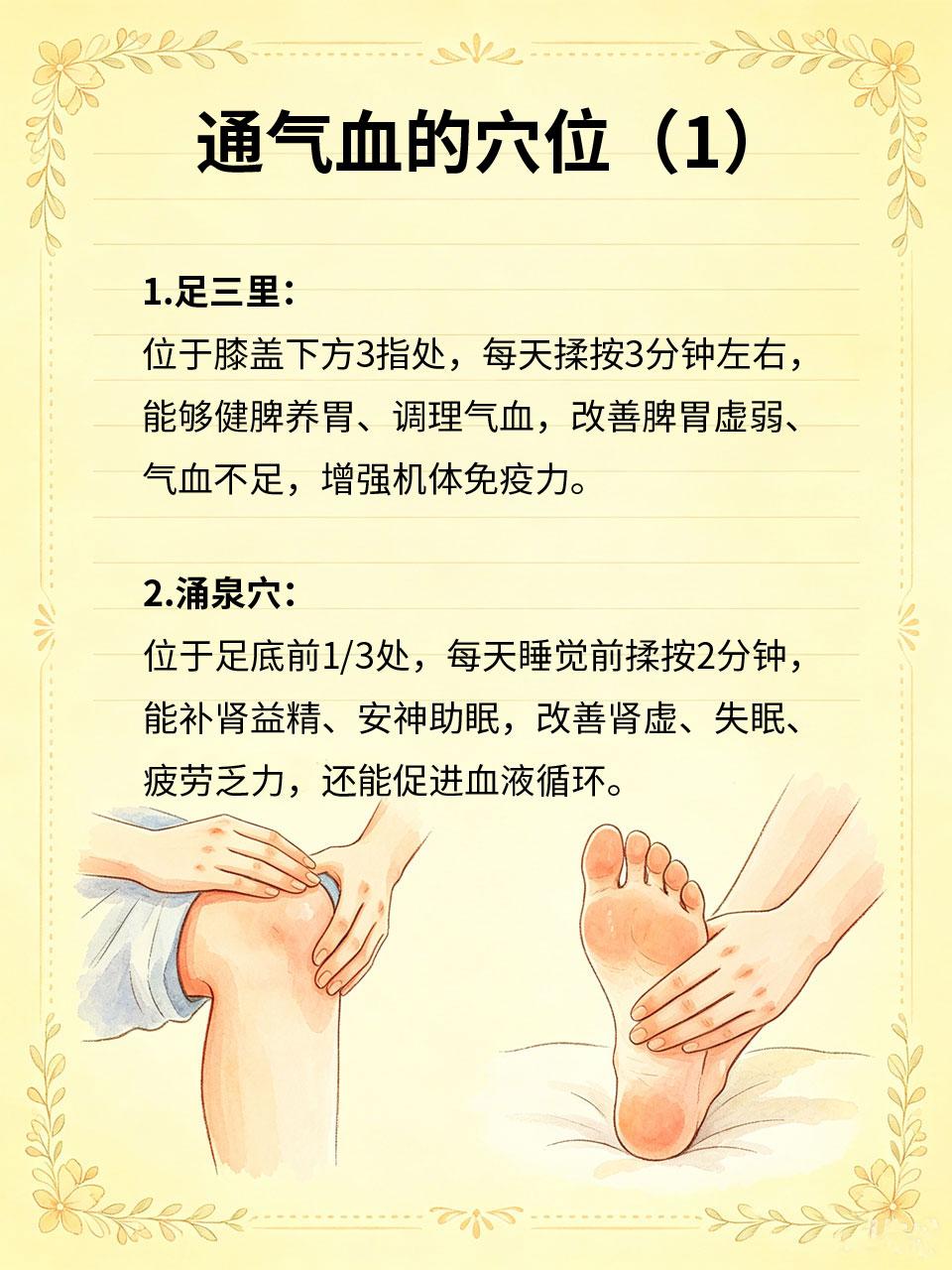 每天揉这4个穴位，通气血、养五脏、不生病
🔴中医认为，穴位是气血运行的通道，每