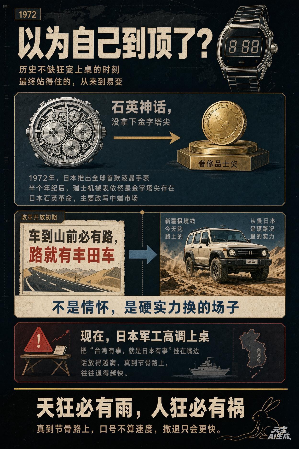 1972年，日本推出全球首款液晶手表，一时间，人们都觉得制表业的未来非日本莫属。