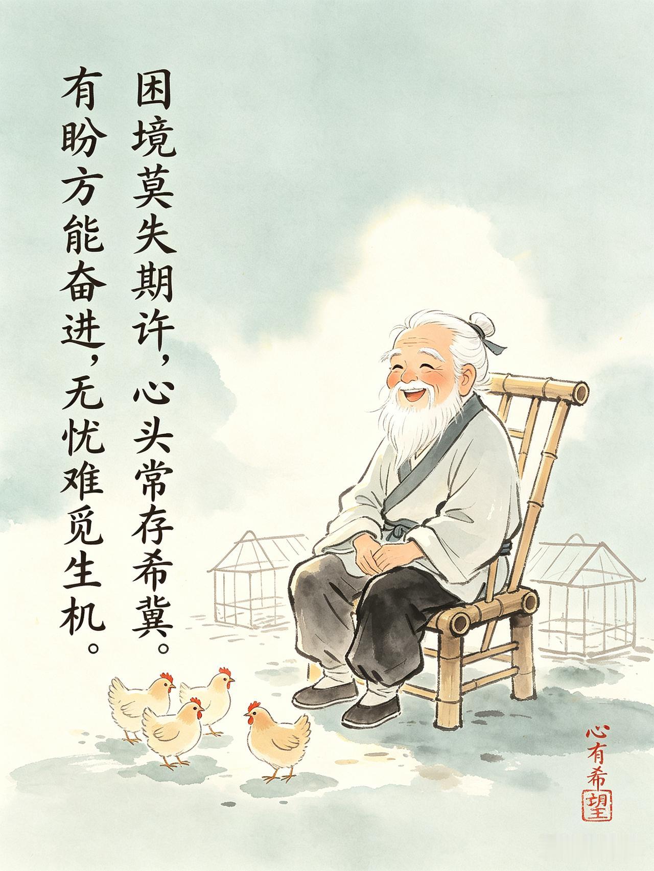 小故事
   希   望

有一大型养鸡场，
鸡笼排列挺整齐，
两只蛋鸡占一笼，