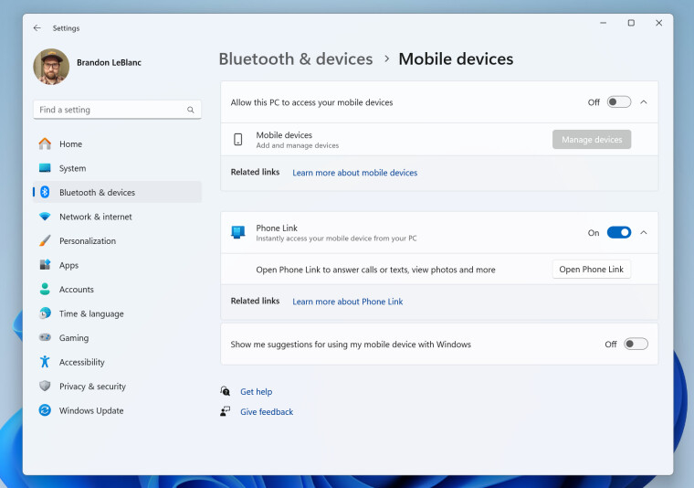 Windows 11 预览版 Dev 和 Canary 分支已经正式将手机连接设