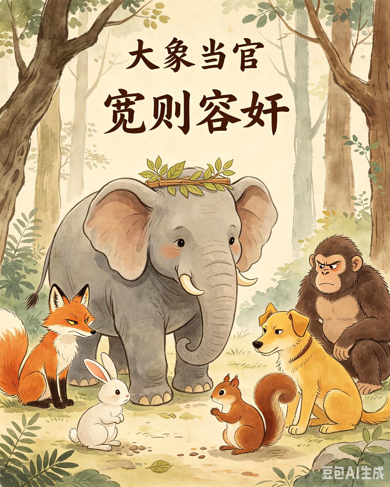 小故事
  大 象 当 官
 
森林众兽开会，
推选一位总管，
以便管理百兽，