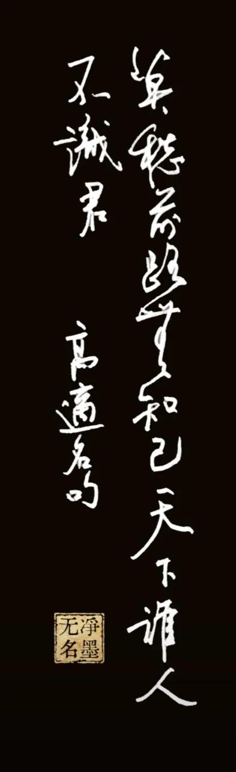 书写与诗意搭配怎么样？
莫愁前路无知己，天下谁人不识君。
落款：高适名句
诗句释