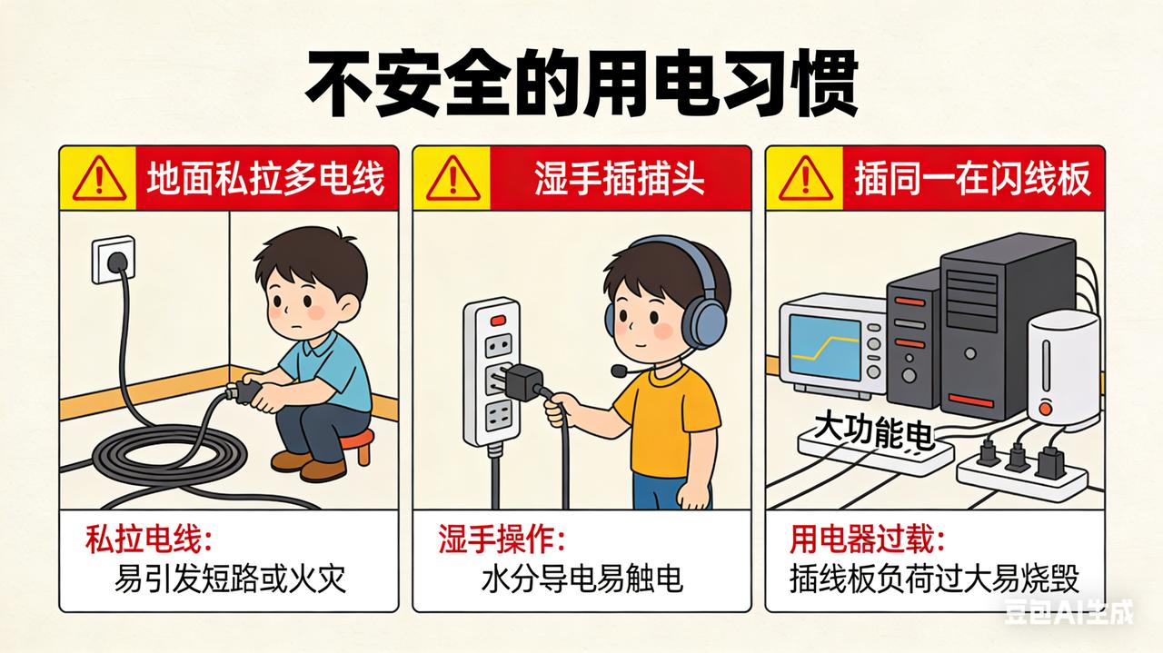 一、最常见的危险习惯

充电器“空载”：手机、充电宝等充完电只拔设备不拔插头。充