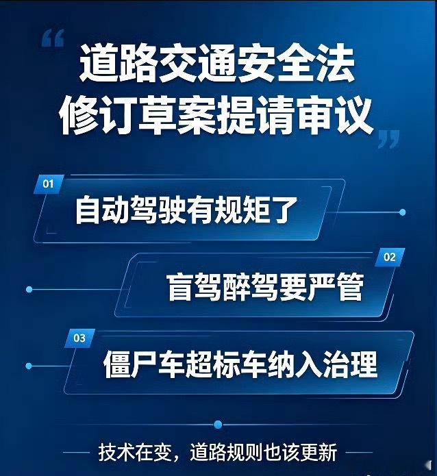 这是为L3，L4做准备呀道交法修订草案今天提请审议了，新增了“自动驾驶汽车的特别