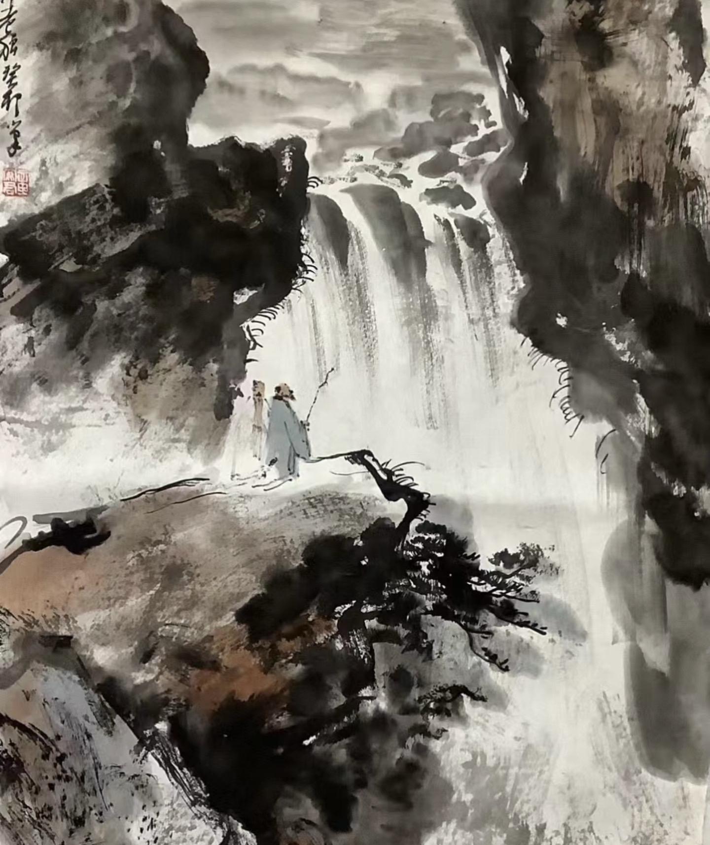 浙江著名诗人、章安君（老狼）书画艺术成就。台北故宫书画院终身名誉院长方...