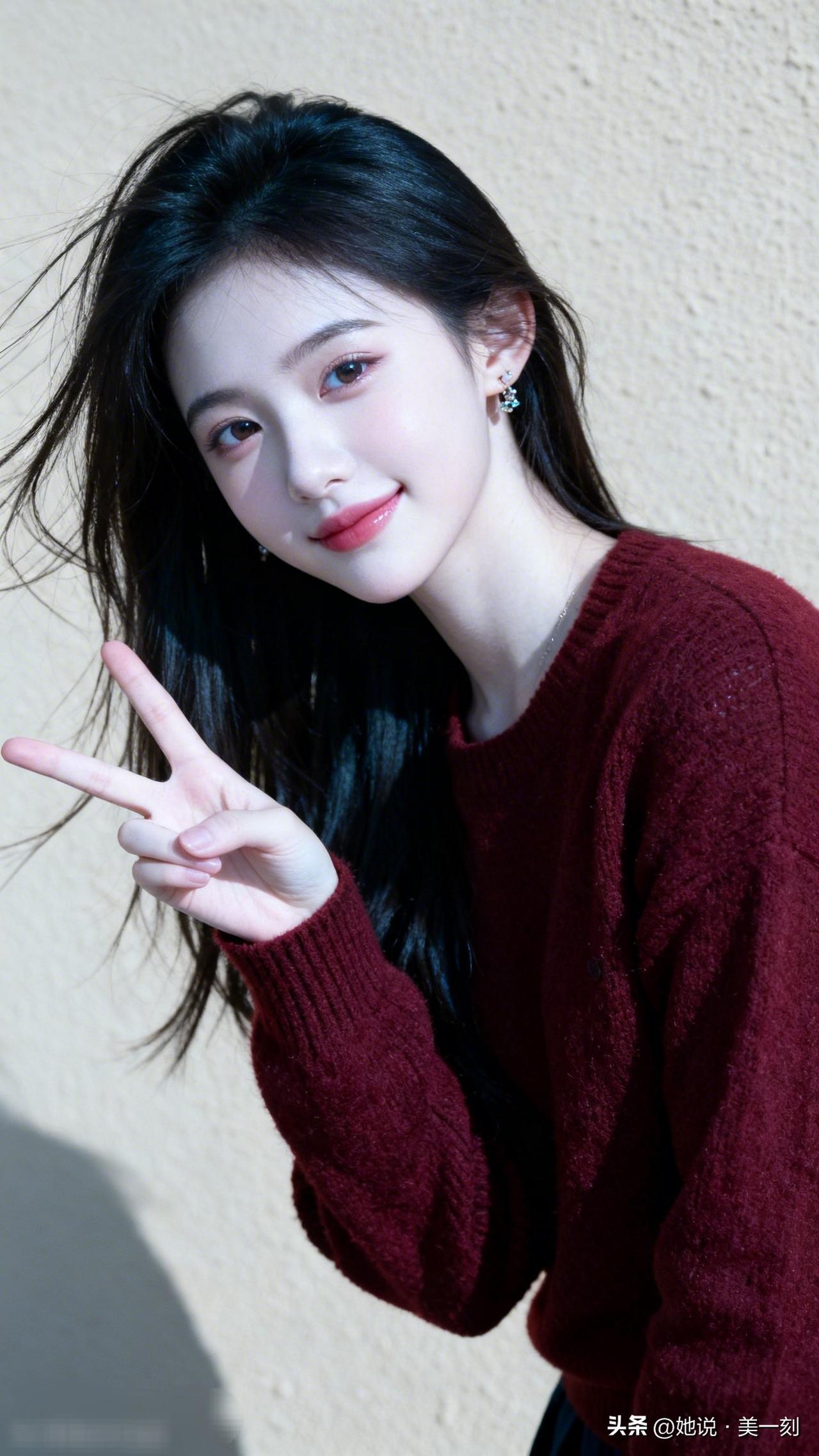 元气少女，微笑比 V，元气满满的一天！💖✨共享美人靓照