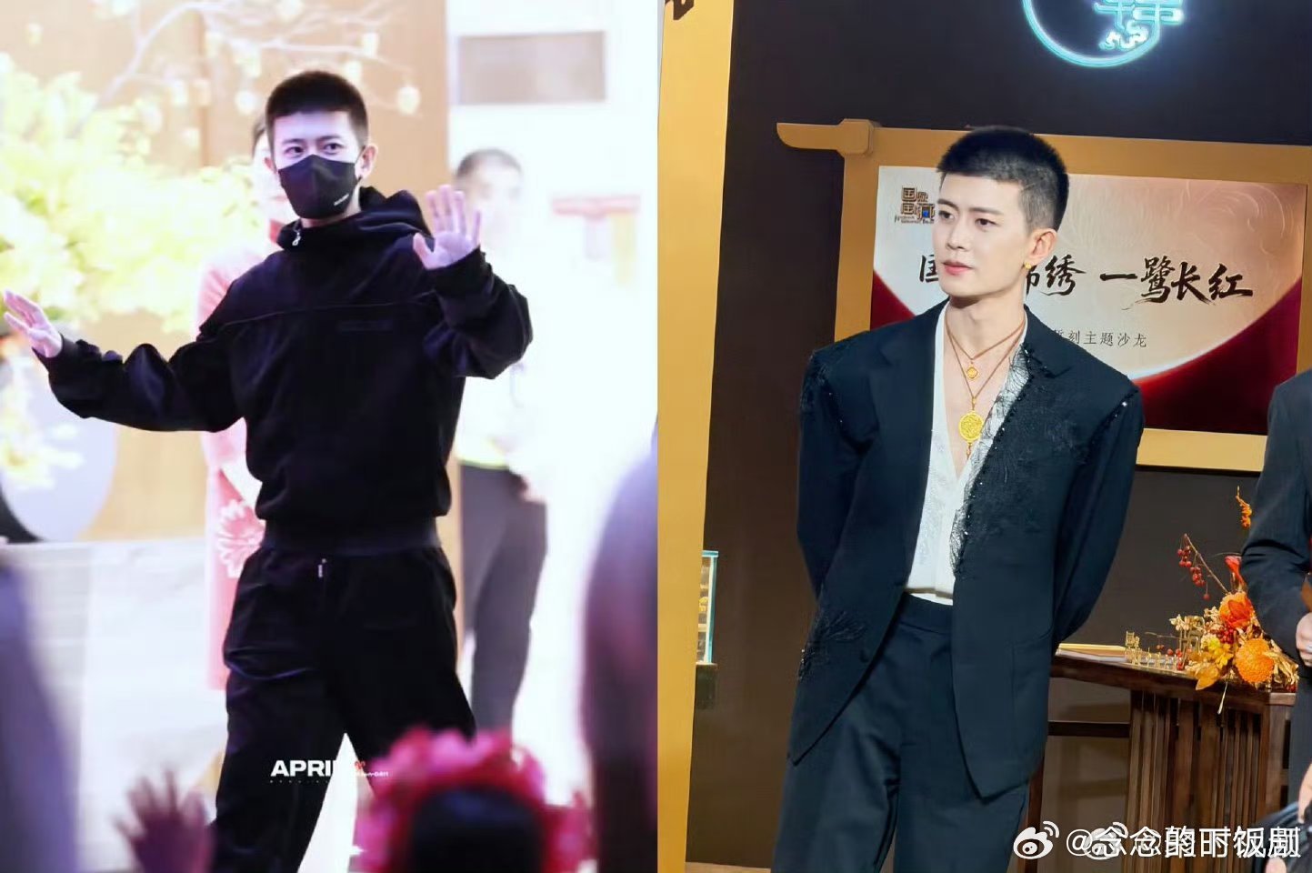 任嘉伦一秒入厦谁懂厦门的天气！任嘉伦穿厚卫衣抵达，转眼入夏，今日大V领黑西装亮相