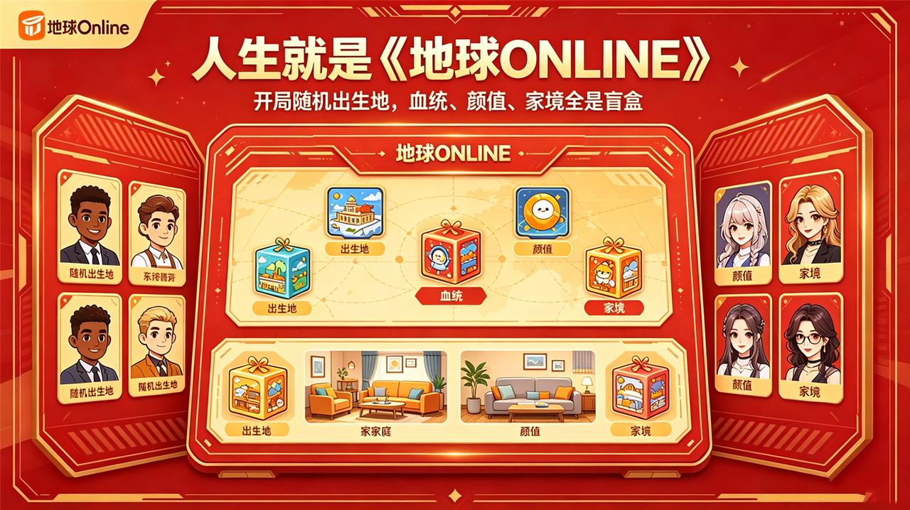 人生就是《地球 ONLINE》，开局随机出生地，血统、颜值、家境全是盲盒。
地球