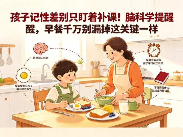 孩子记性差别只盯着补课！脑科学提醒，早餐千万别漏掉这关键一样