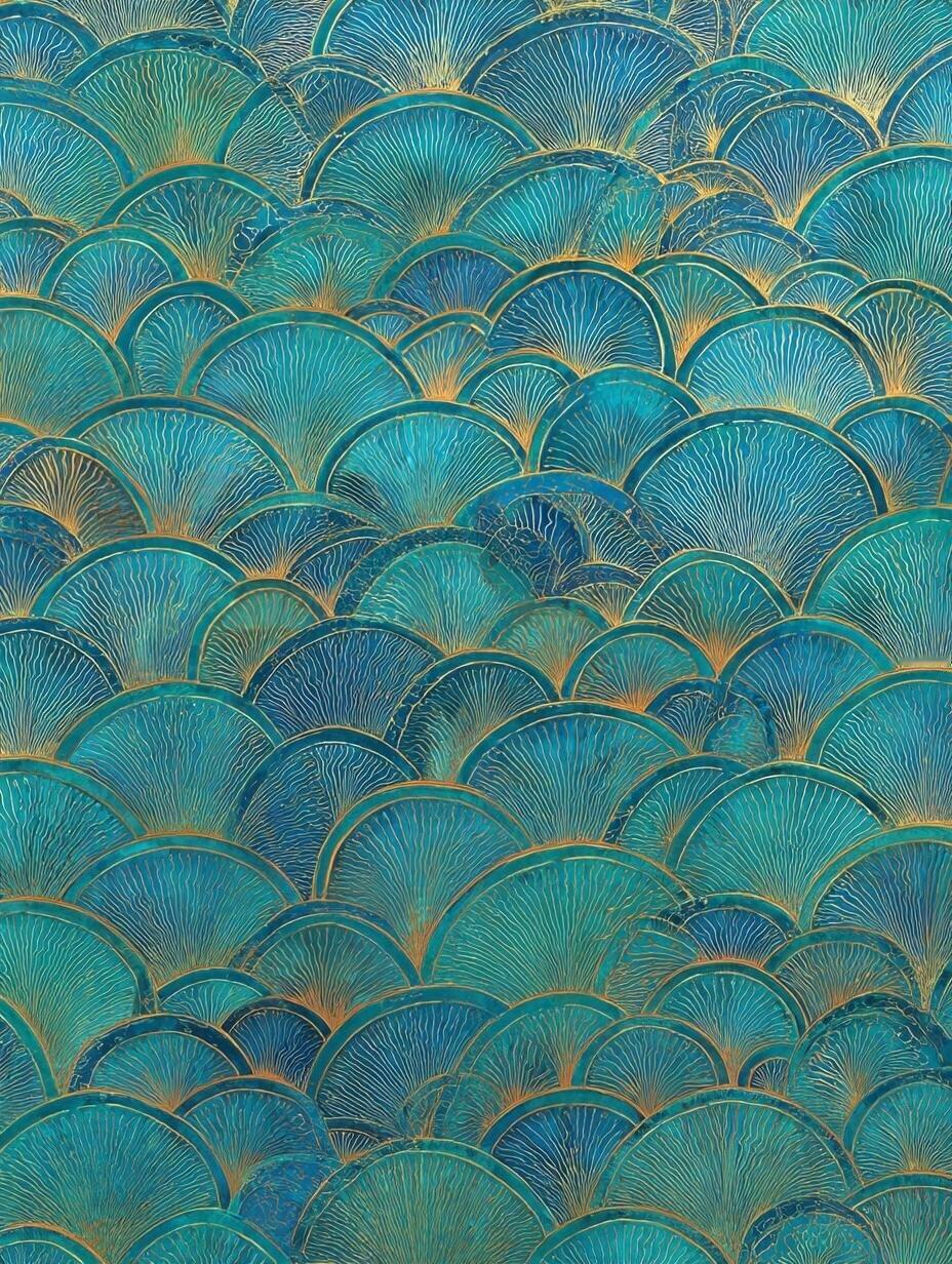 莲隐符纹 | 莲弧轻转，符纹隐现；笔息有律，意象成网，静美深长。 