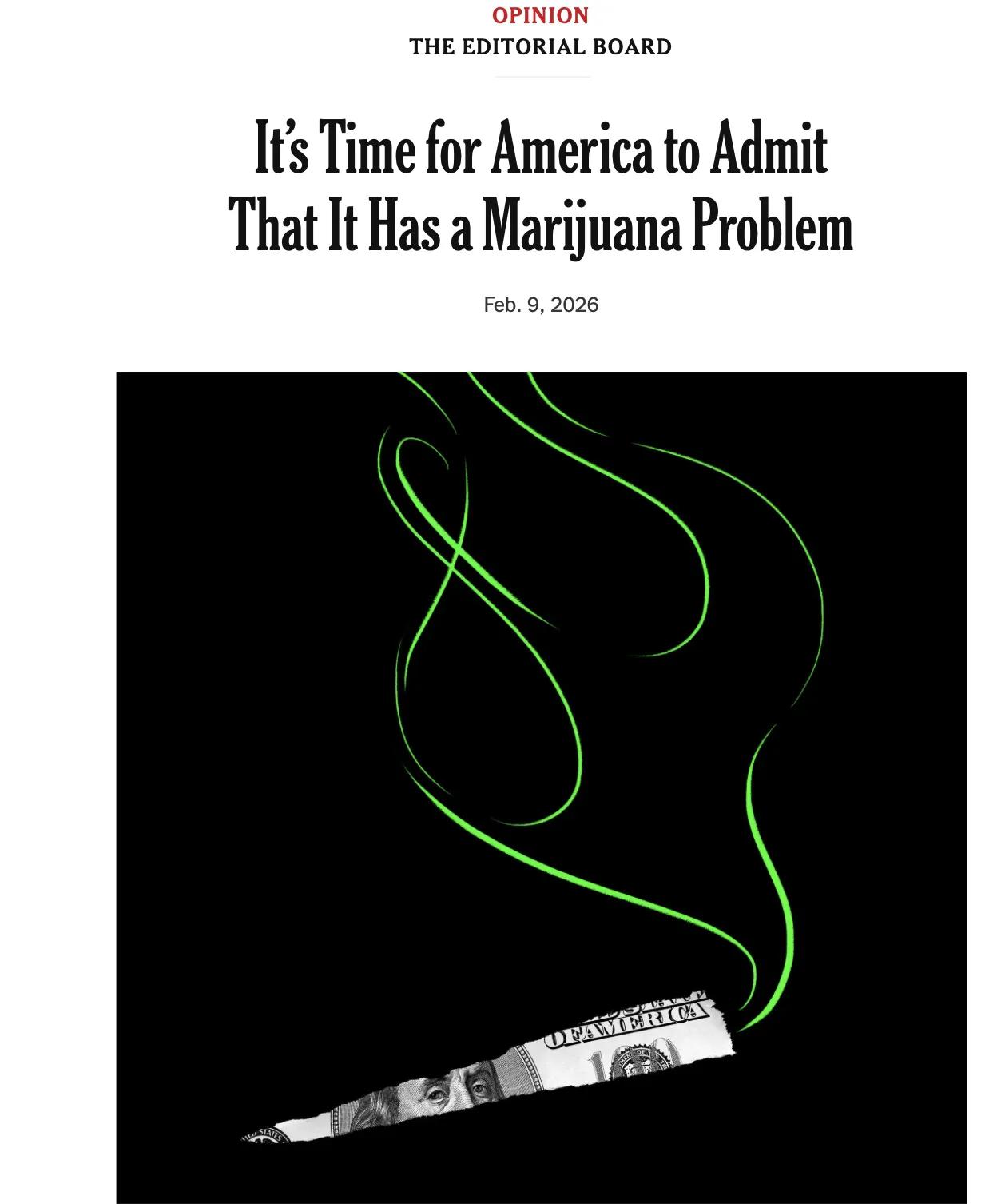 13年前，美国《纽约时报》极力鼓吹大麻合法化。13年后的今天，1800万美国人吸