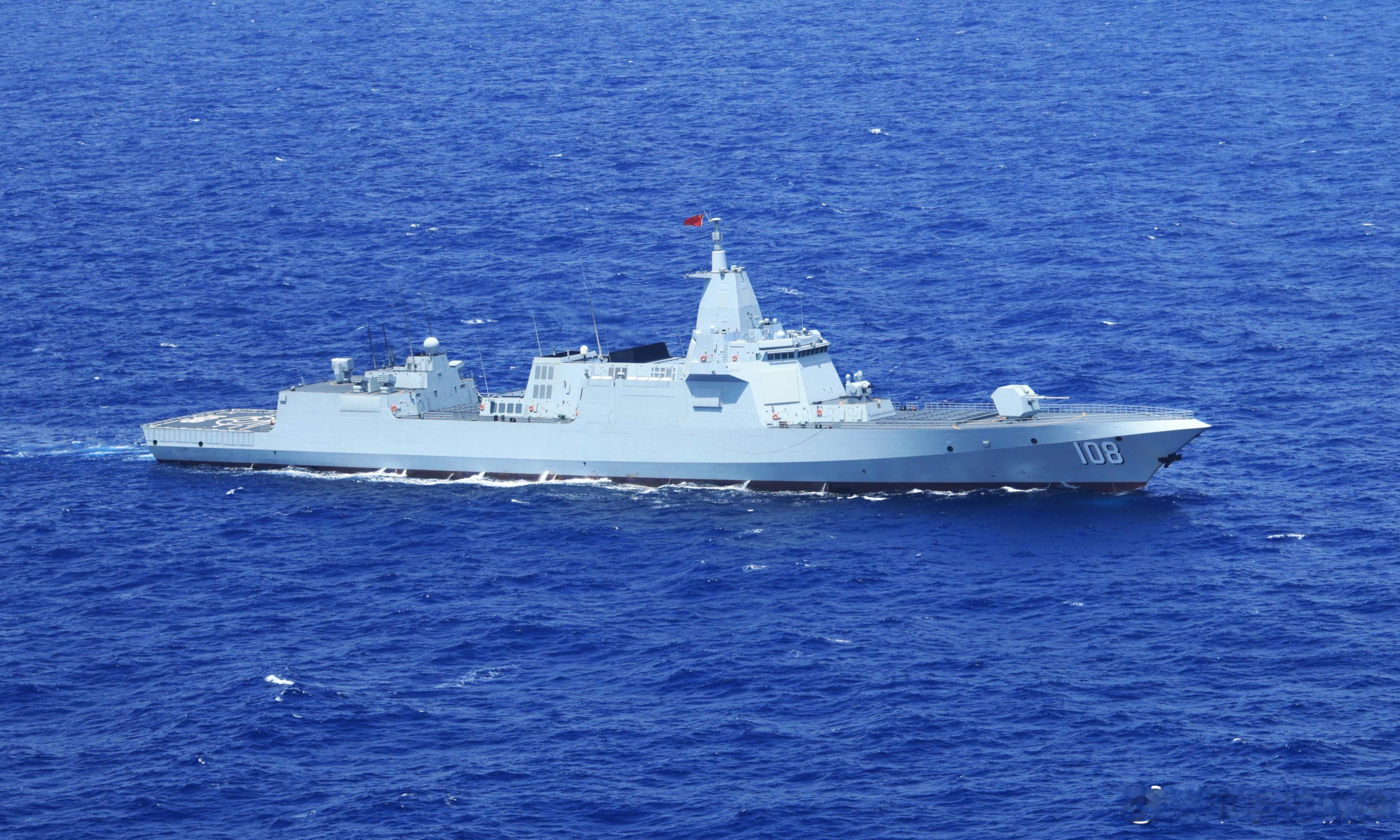 美图分享，055万吨大驱108“咸阳舰”，作为最后一艘服役的055大驱，目前该舰