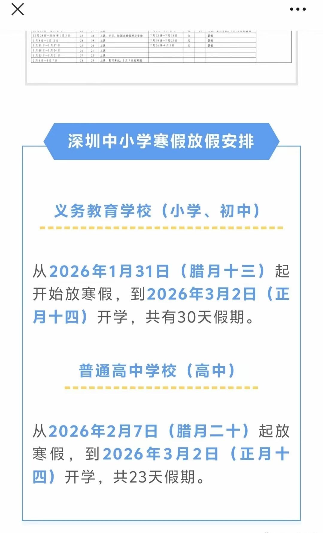 深圳中小学寒假放假时间定了好快又到了放寒假时间了。没过元宵节又开学了，难道不能迟