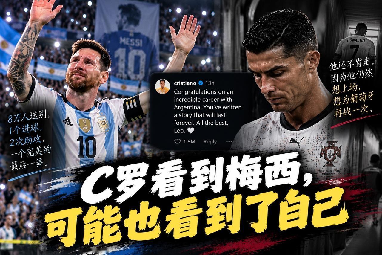 C罗看到梅西，可能也看到了自己

C罗在梅西的告别动态下面送上祝福，很多人说，这