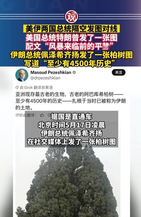 美伊俩总统在网上隔空杠上了，特朗普发了张军舰图，说这是 “风暴前的平静”，明摆着