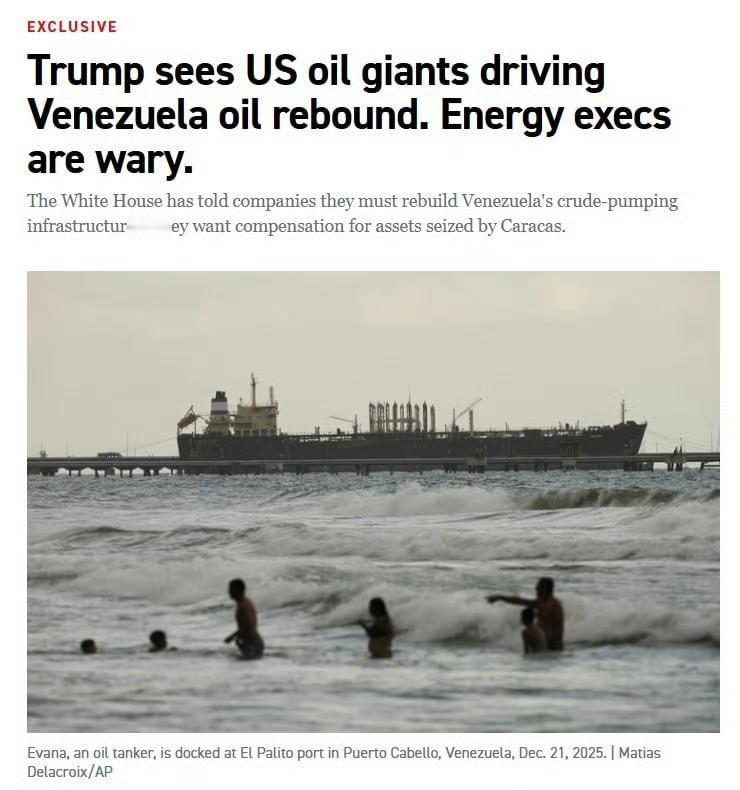 据《政客》报道，特朗普政府官员向石油高管们表示，要想获得被没收的钻井平台、管道及