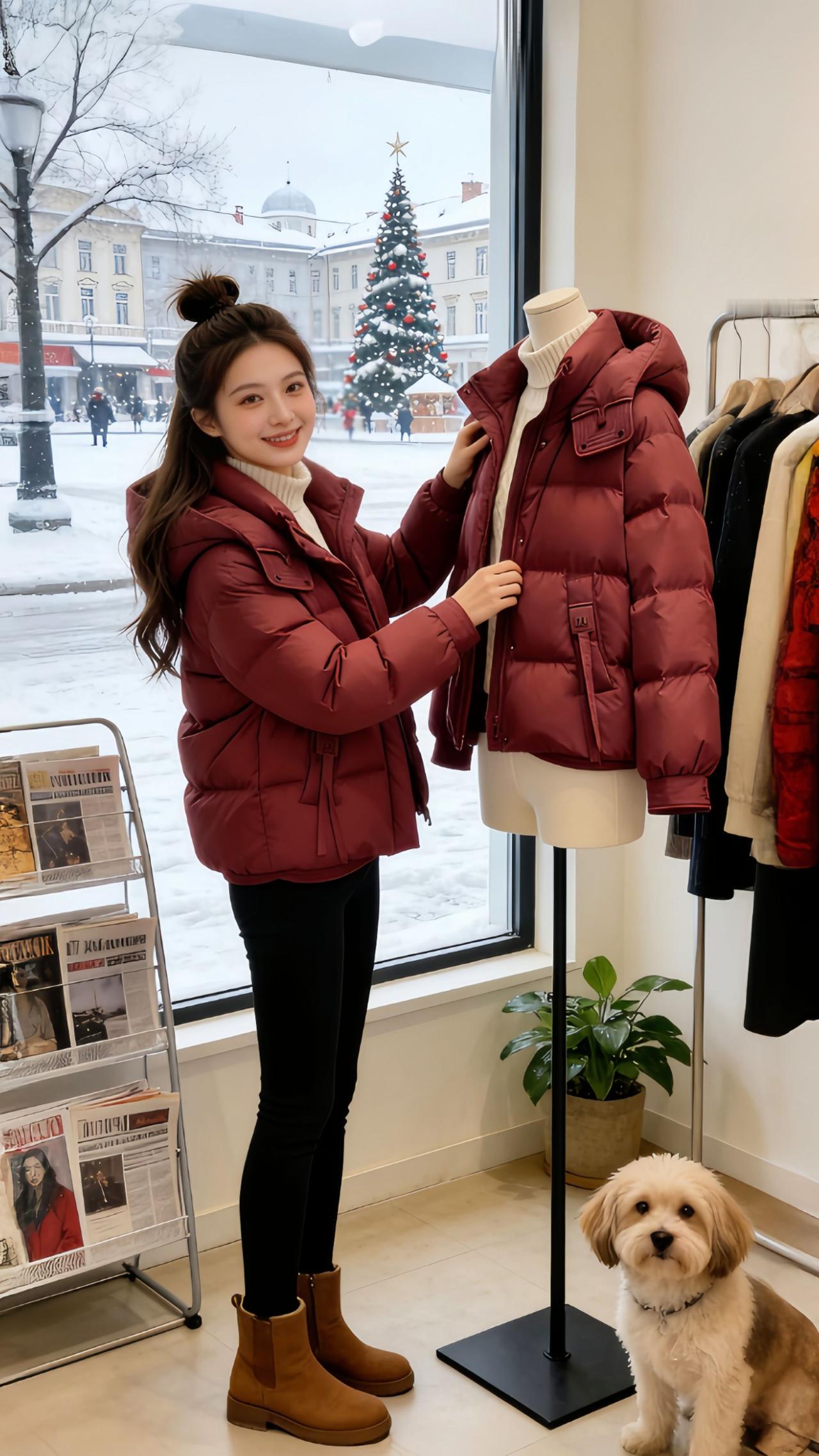 Danny的冬日本命棉服也太绝了！韩版宽松版型把藏肉显瘦拿捏得死死的，酒红色调超