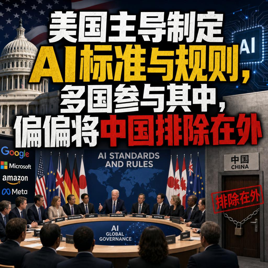 美国主导制定AI标准与规则，多国参与其中，偏偏将中国排除在外，这事最近闹得沸沸扬