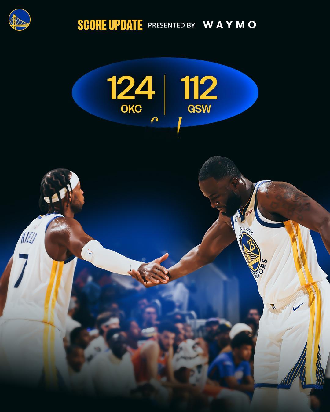 112-124，主场败给雷霆其实今天这个局面可以了尤其下半场，一直在追分，甚至一