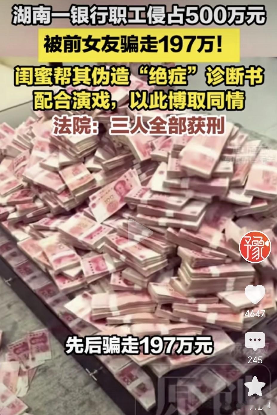 恋爱脑的代价：985金融专业毕业、银行从业的优质青年，为恋爱侵占500万给女友“
