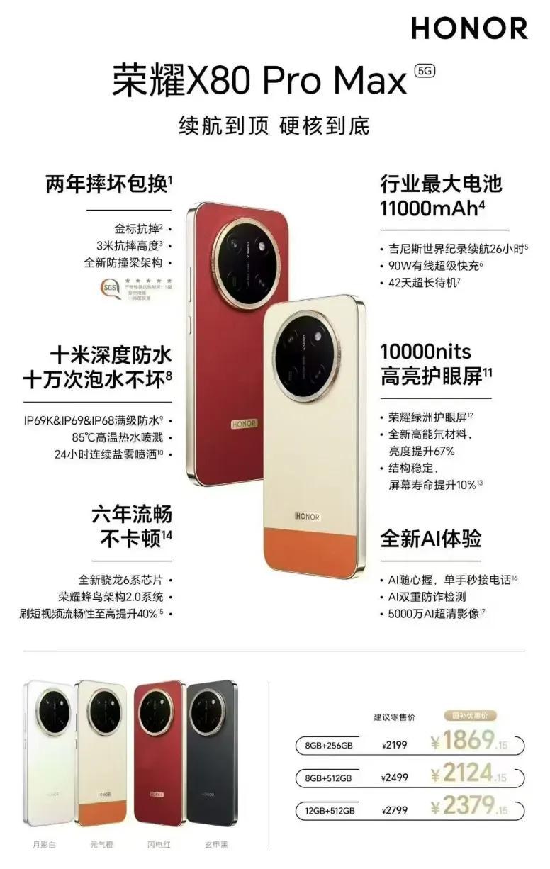太疯狂了吧！最近全网都在热议荣耀这款长续航神机！11000mAh大电池直接刷新纪