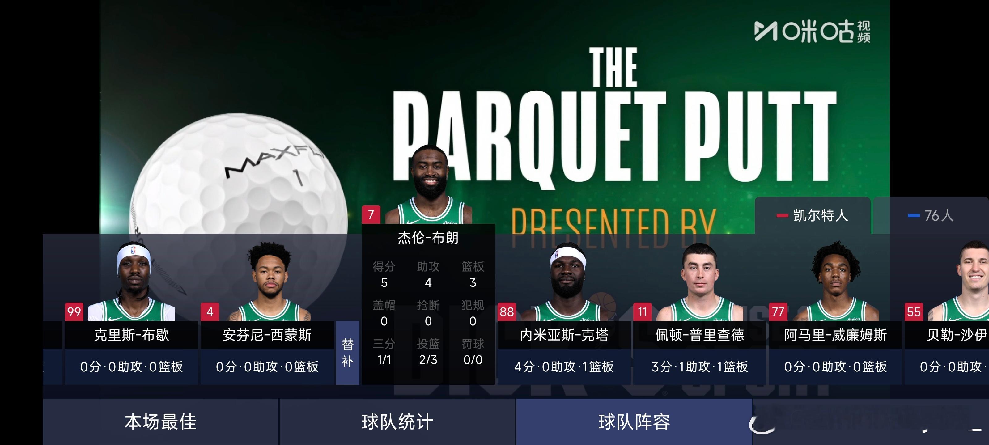 5分4助3板2中1三分，我叫FMVP你记住费城vs绿军新赛季篮不住nba新赛季2