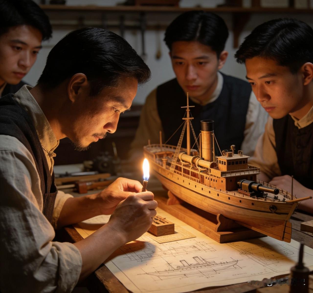 沈葆桢巡视船厂，见一学徒造船从不看图。沈葆桢退堂后悄悄对属下说：给他一百两银子让