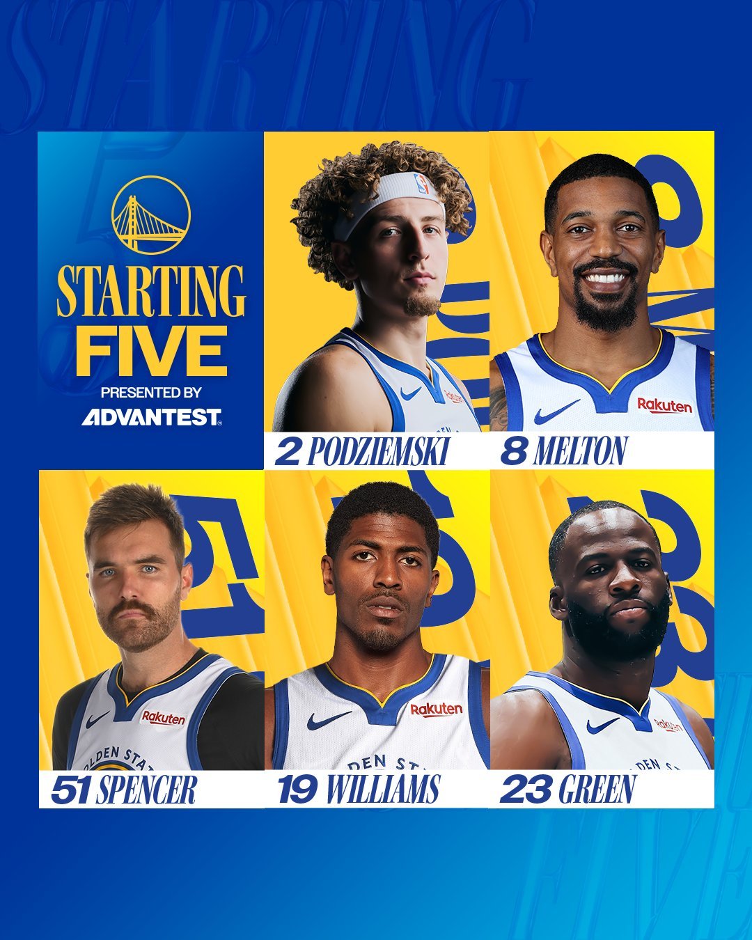 今日首发波杰 梅尔顿 斯宾塞 内特威廉姆斯 格林常规赛最后一个主场作战 愿球员们