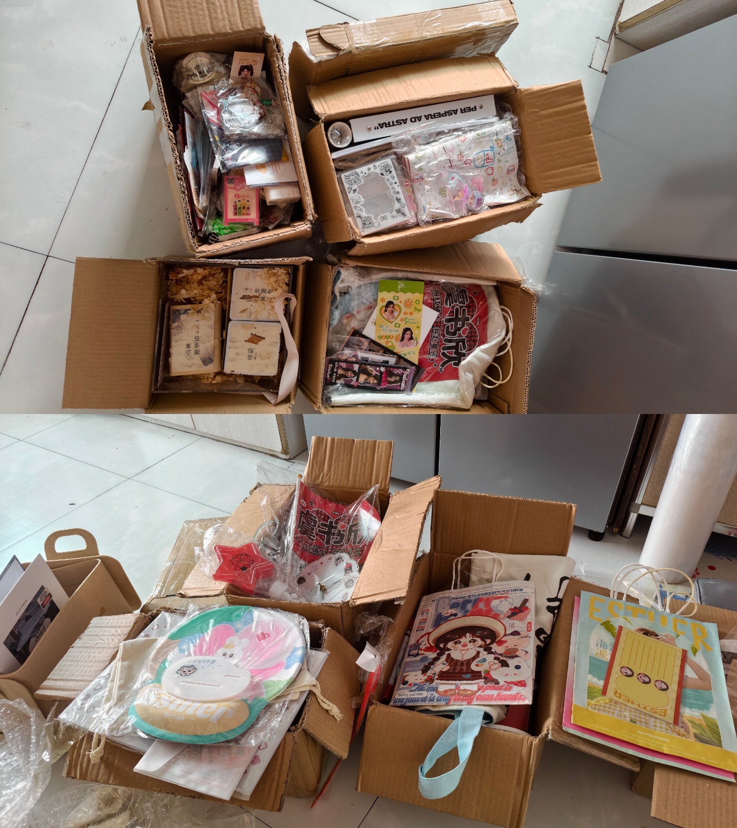 入坑晚以前的周边也是被寄来的五箱快递无痛拥有了甚至还有云之羽当时的应援糕点 