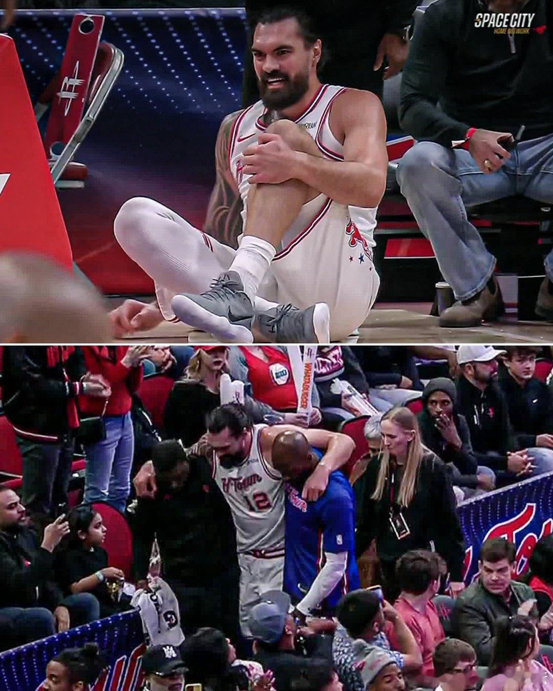 完了，海王又上伤了，被队友搀扶返回更衣室。鹈鹕vs火箭