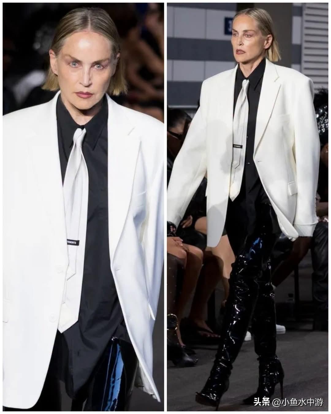 68岁的莎朗·斯通现身法国巴黎，出席巴黎时装周Vetements 2027春夏男