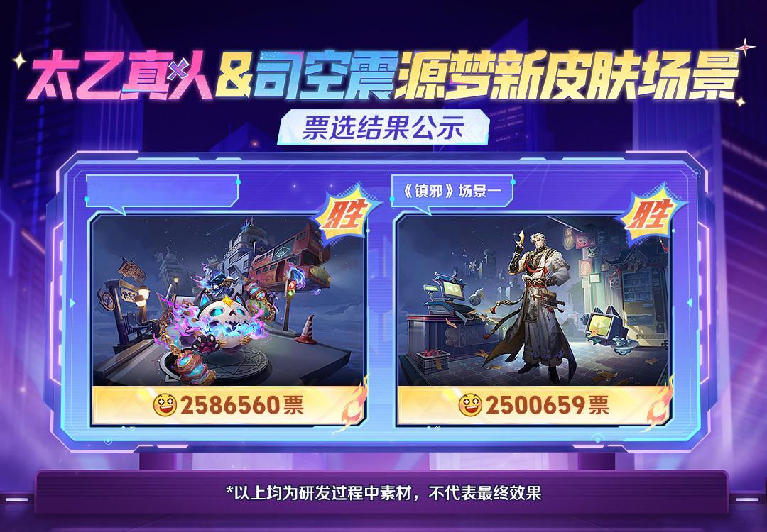 源梦新皮肤场景票选公示太乙真人司空震新皮肤场景 源梦新皮肤局外场景票选结果来也，