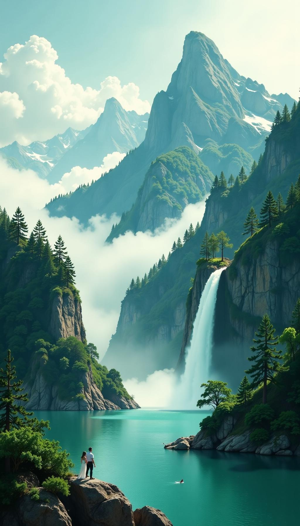 上联：青风有意千山秀
下联：碧水无心万壑幽