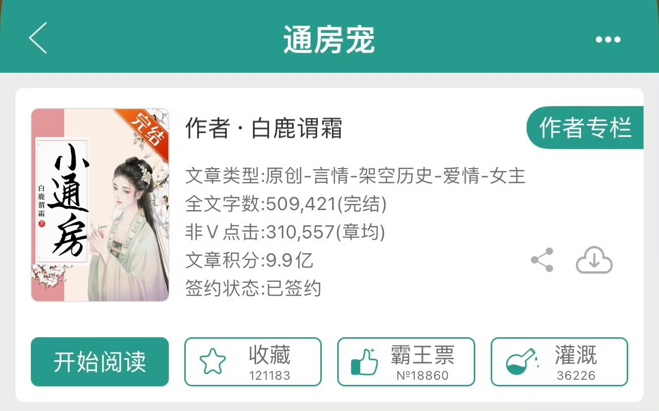 小说推荐：《通房宠》 作者:白鹿谓霜简评：温和理智女主vs清冷禁欲男主，通房上位