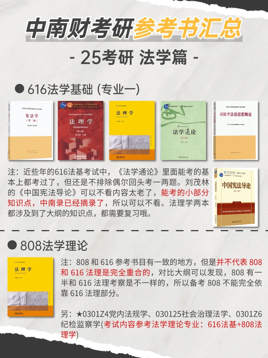 中南财大考研：法学各专业参考教材汇总🔥