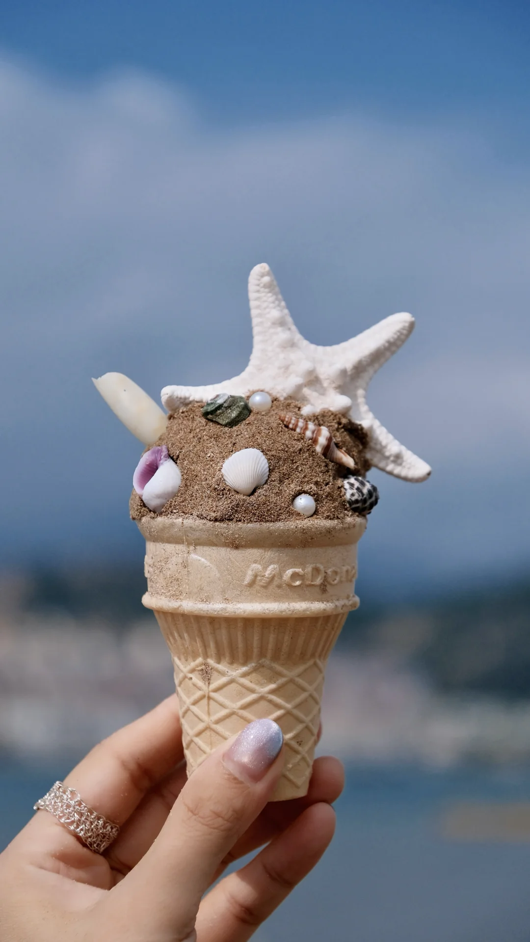 当我在海边做了个贝壳冰淇淋🍦附教程🐚.˚