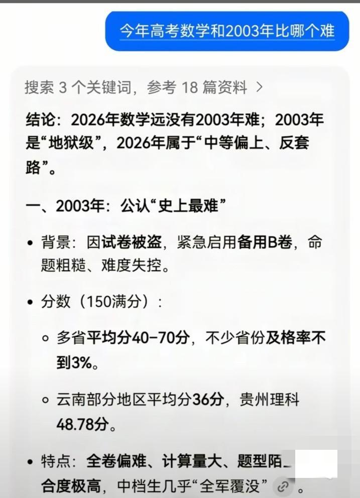 2026年高考数学远没有2000-2003年高考数学难!
就举一个例子，现在的高