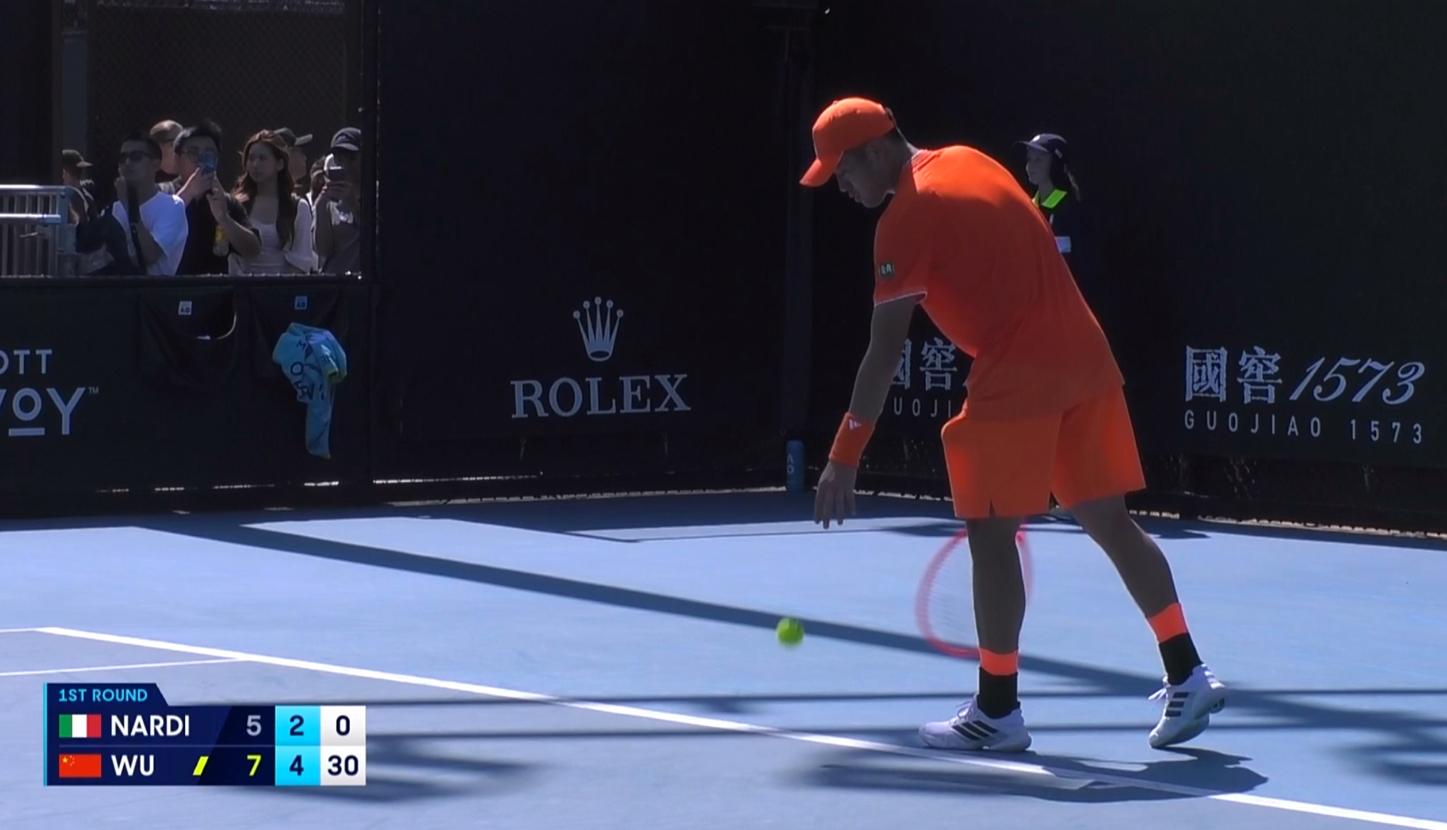 吴易昺vs纳尔迪 阿昺第二盘4-2(30-0)后突然连丢11分，4-6被纳尔迪逆