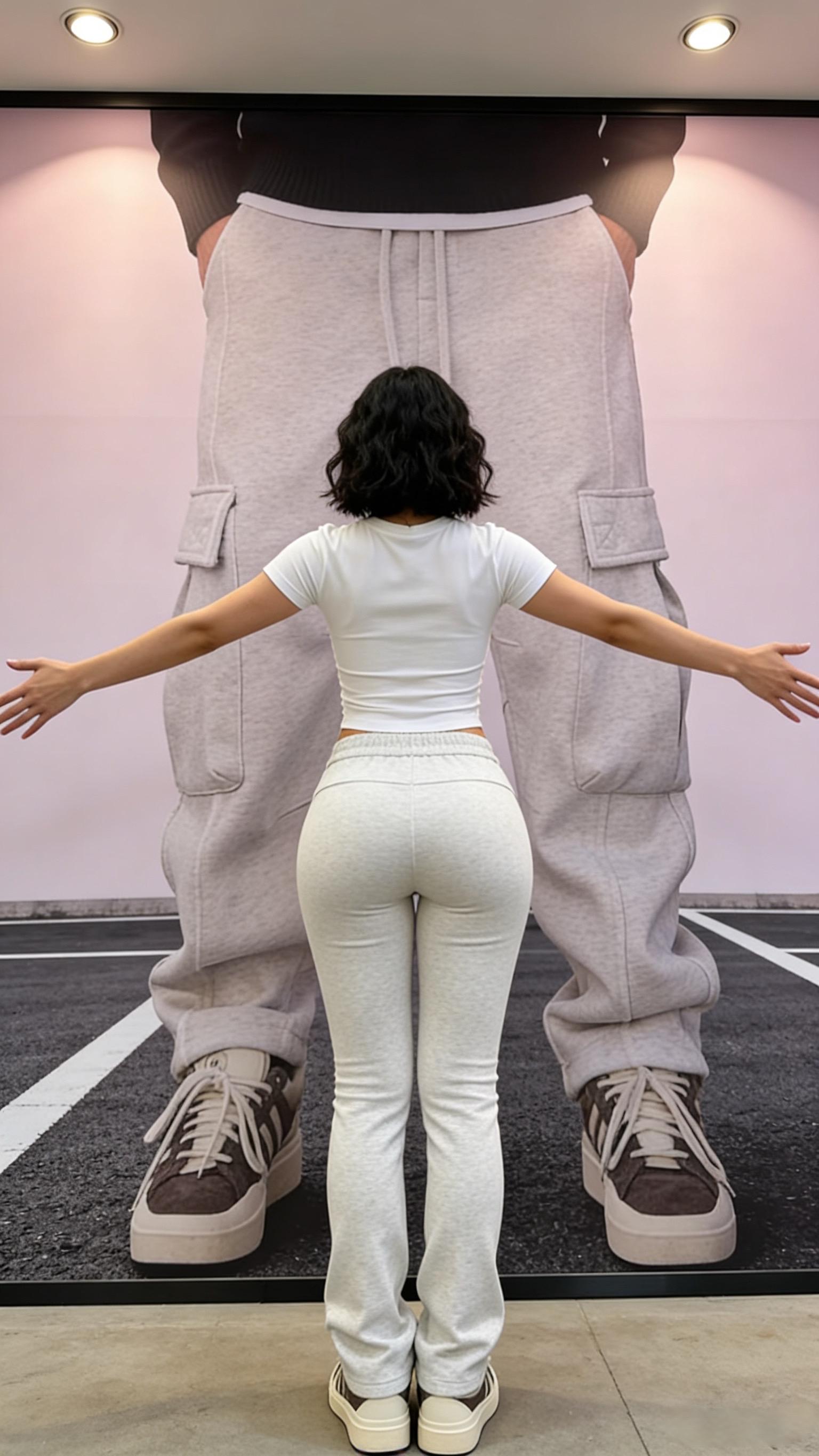 冬季550克加绒加厚弯刀卫裤立体剪裁宽松休闲裤男女长裤子