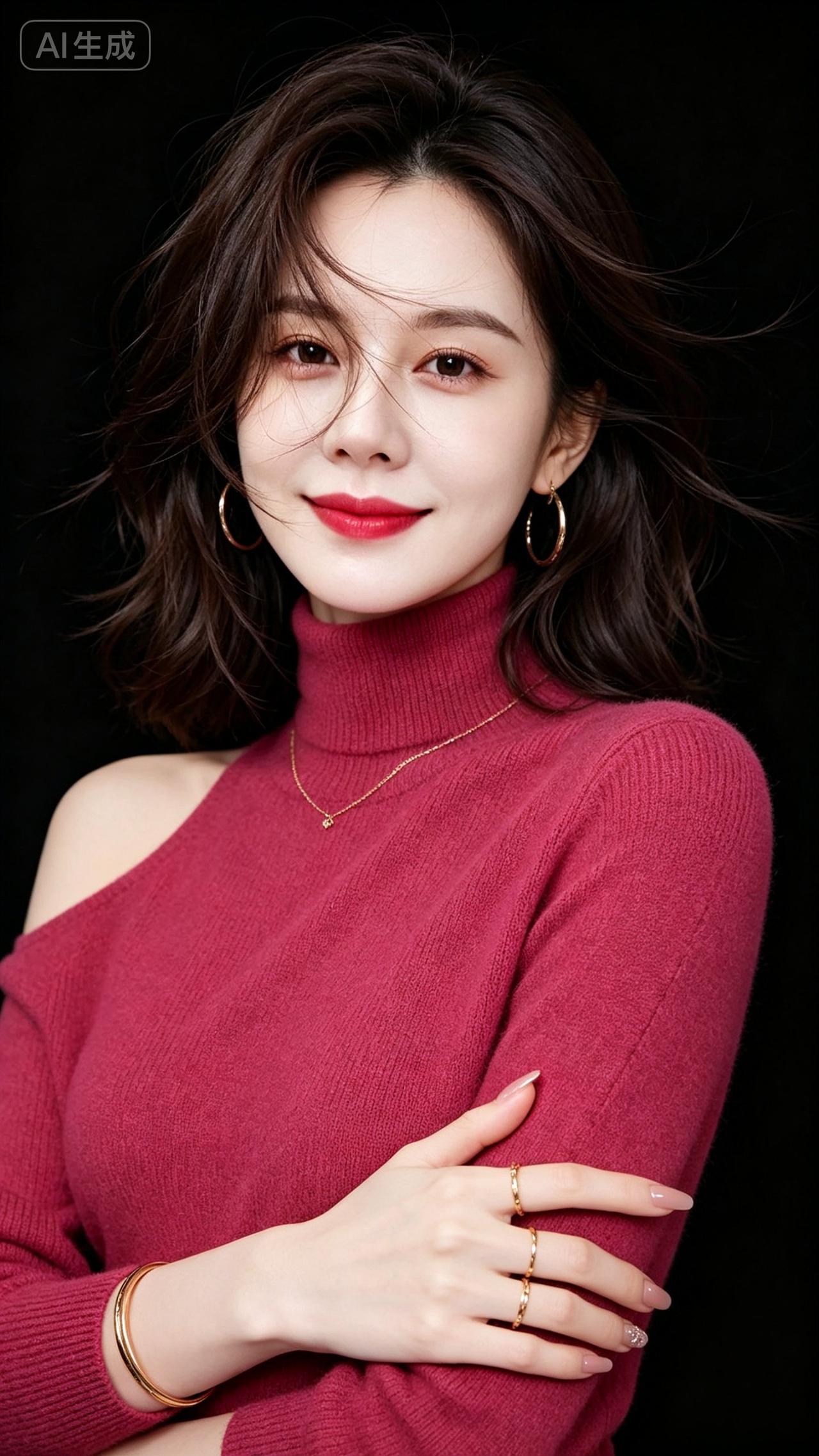 红毛衣气质美女