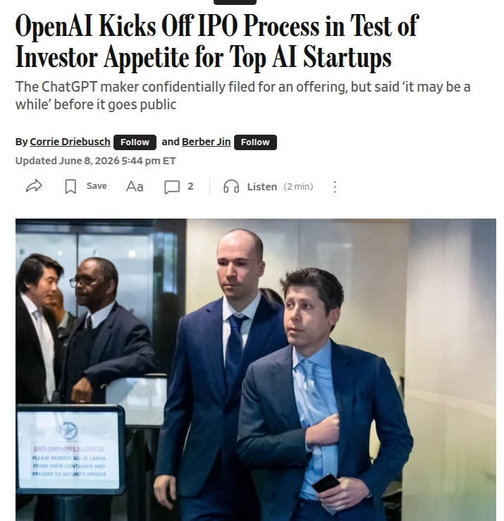 突发！OpenAI私密提交S-1，正式启动 IPO ！