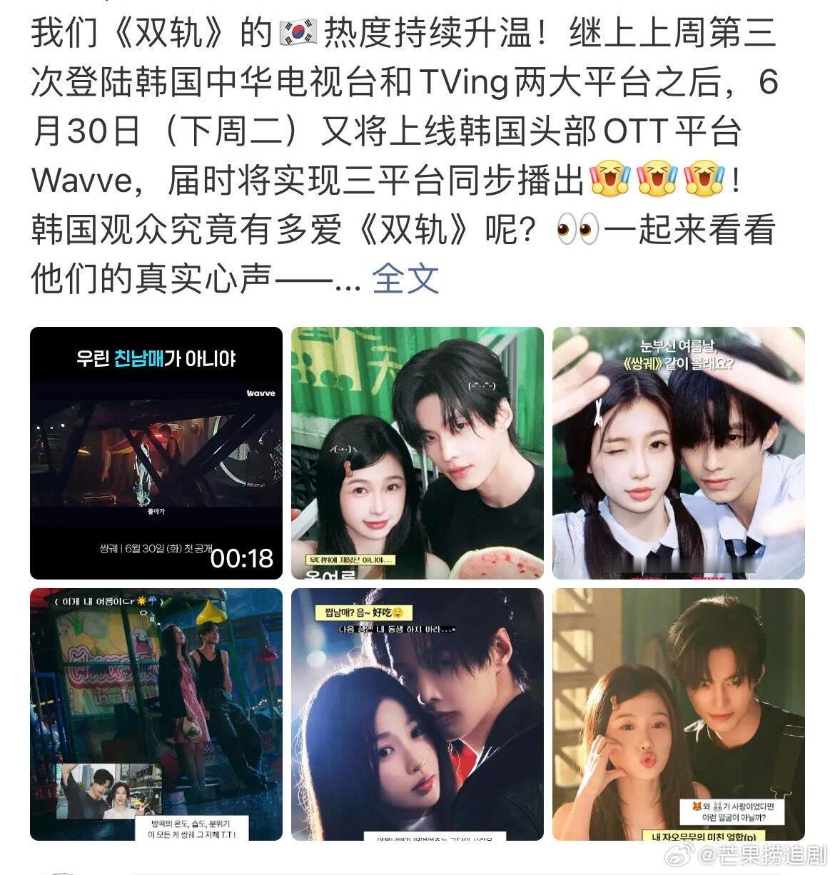 《双轨》6月30日将上线韩国头部OTT平台Wavve，都来恭喜这个海外大爆剧在韩