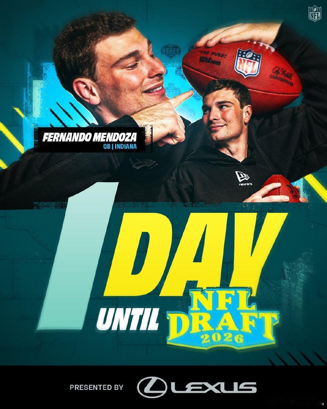 就在明天🚨距离2026年NFL选秀大会还有1️⃣天NFLnfl选秀  cr：N