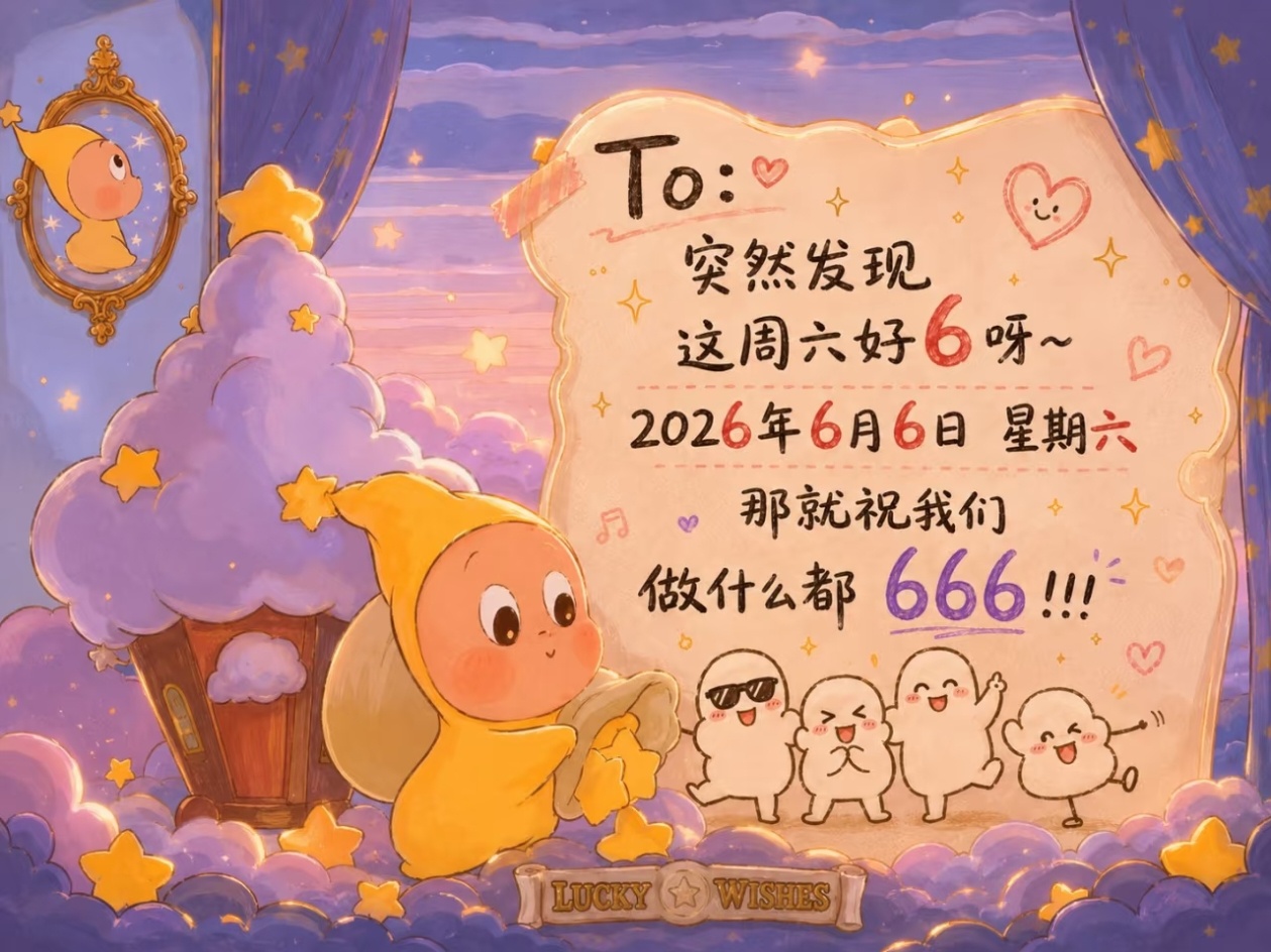 2026年6月6日 六六大顺的周六 祝我们都666满满～