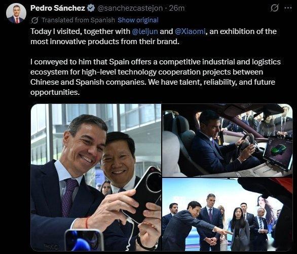 【每人Auto快讯 | 西班牙首相试驾小米SU7与YU7】4月13日，西班牙首相