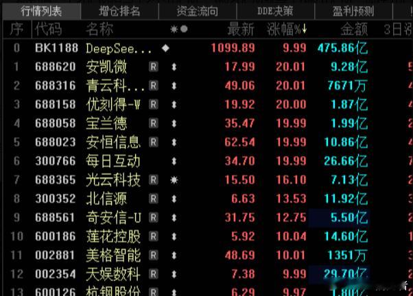 DeepSeek概念大涨领涨，涨幅第一，目前涨超10%，集合竞价高开4.34%，