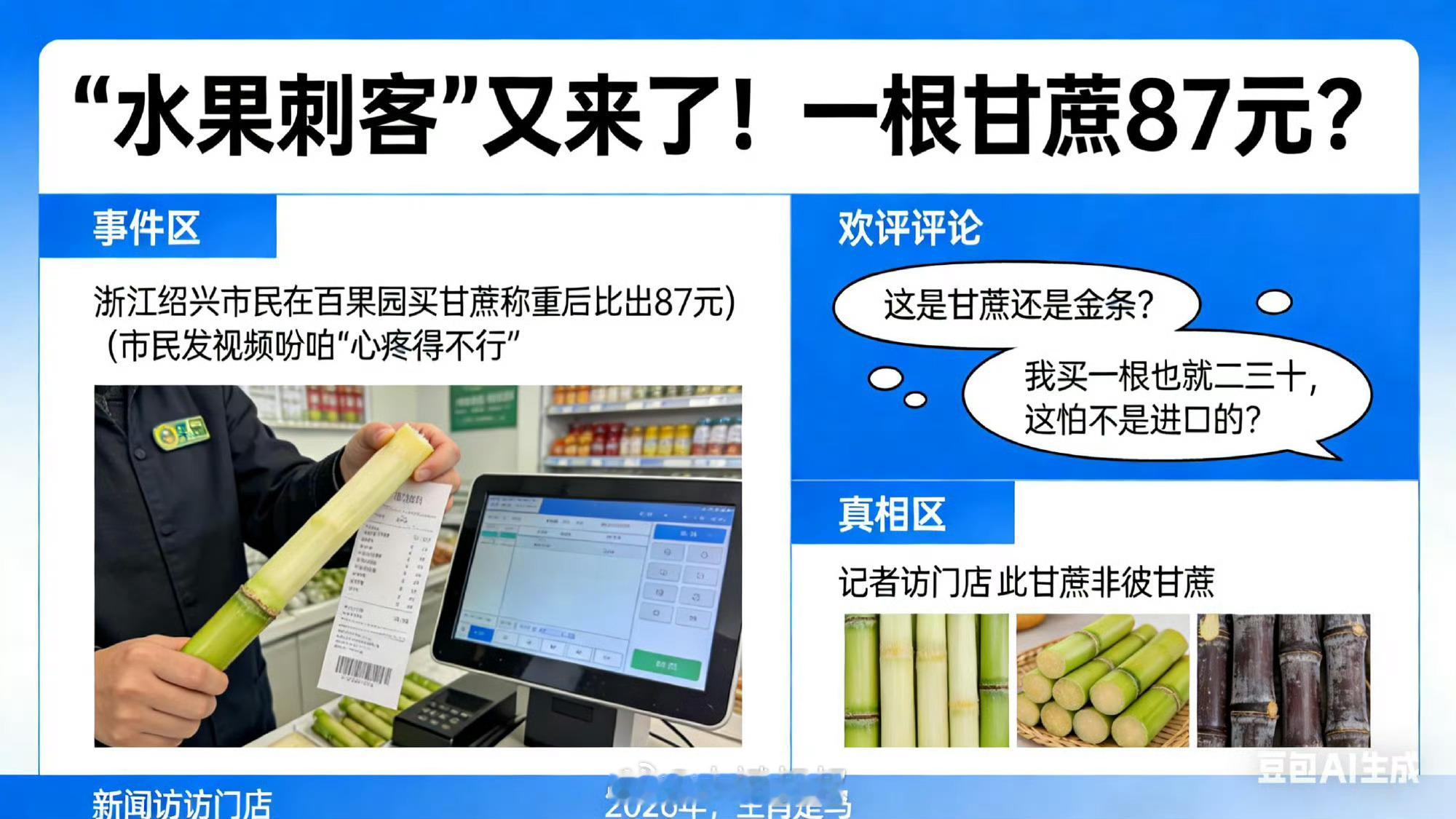 百果园回应一根甘蔗卖87元百果园的东西，在水果店里算好品质的，不过价格贵也是真的