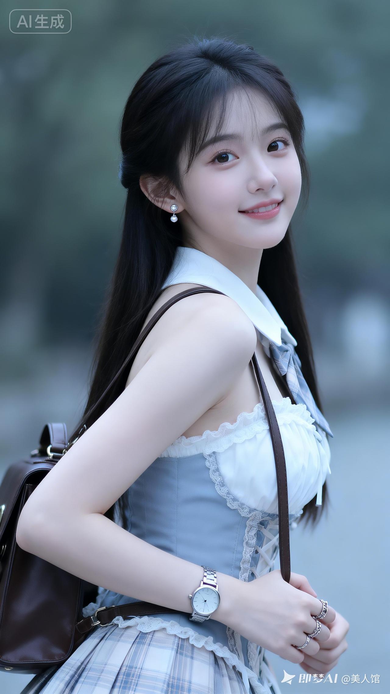 20岁江南纯欲甜妹幼态瓜子脸，眼晴明亮精致，冷白瓷感肌。露肩修身洛丽塔衬S曲线，