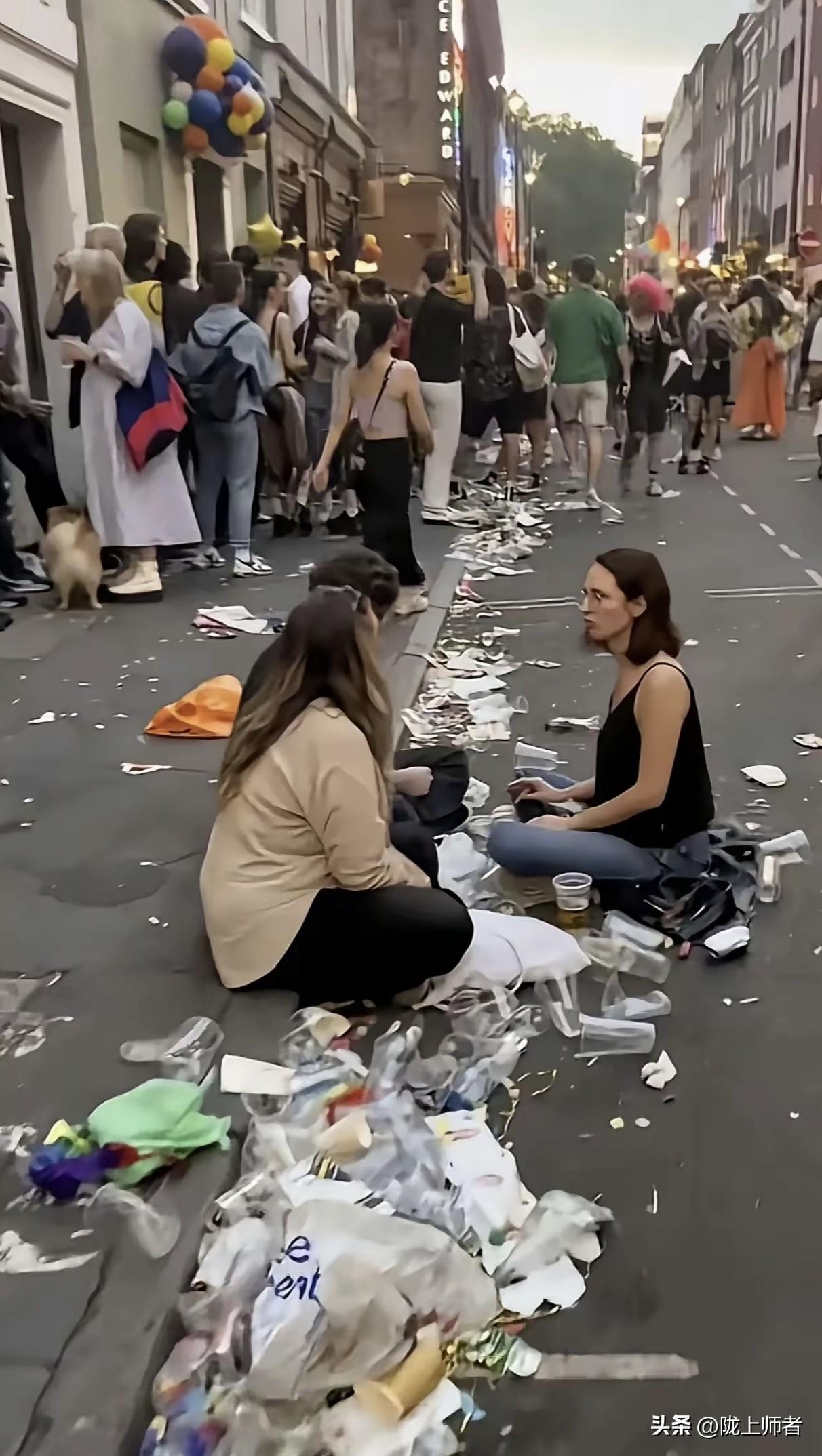 这是英国伦敦真实的街景一角。不知道是多少年前，总有人吹捧说发达国家的街道卫生是何
